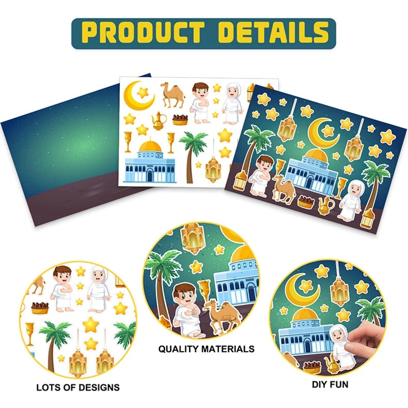 Moon Star Stickers Ramadan Decoration Muslim Eid Ramadan Tree Hanging Decoration Al Fitr Party Decor Festival Party Supplies