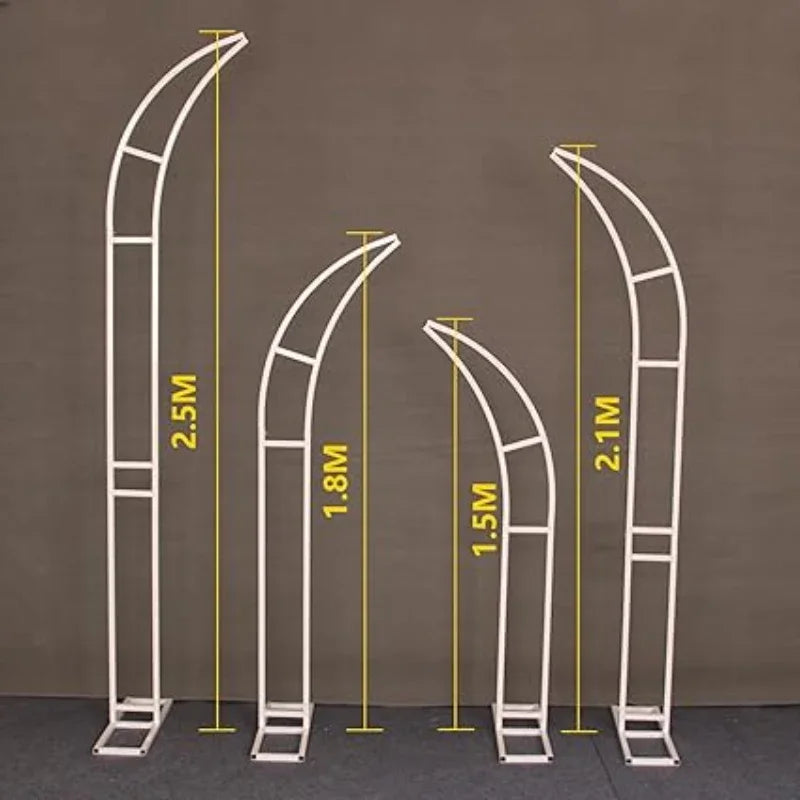Ox Horn Floral Arch Stand Backdrop Heavy Duty Wedding Party Photo Booth Decor Adjustable Event Props Half Moon Curved Shelf