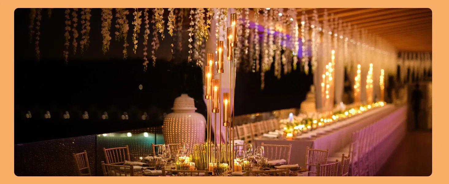 8PCS 7 Arm Candelabra Centerpieces for Wedding,Floor Candelabra Gold Candle Holders for Table Ceremony Dinner Party