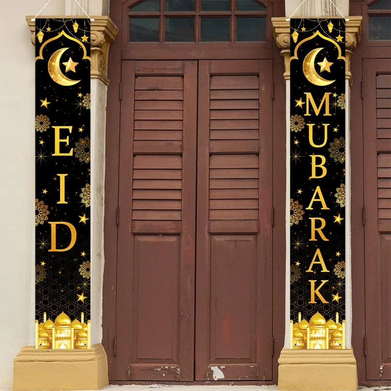 Eid Mubarak Door Banner Ramadan Decoration for Home 2025 Mubarak Ramadan Kareem Islamic Muslim Party Decor Eid Al Adha Gifts