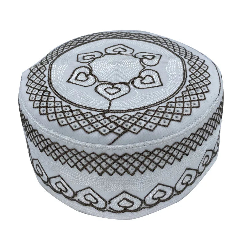 2023 New Muslim Prayer Hats Breathable Headware Kufi Hat Men Islam Skull Cap Ramadan Eid Gift Embroidery Man Hat