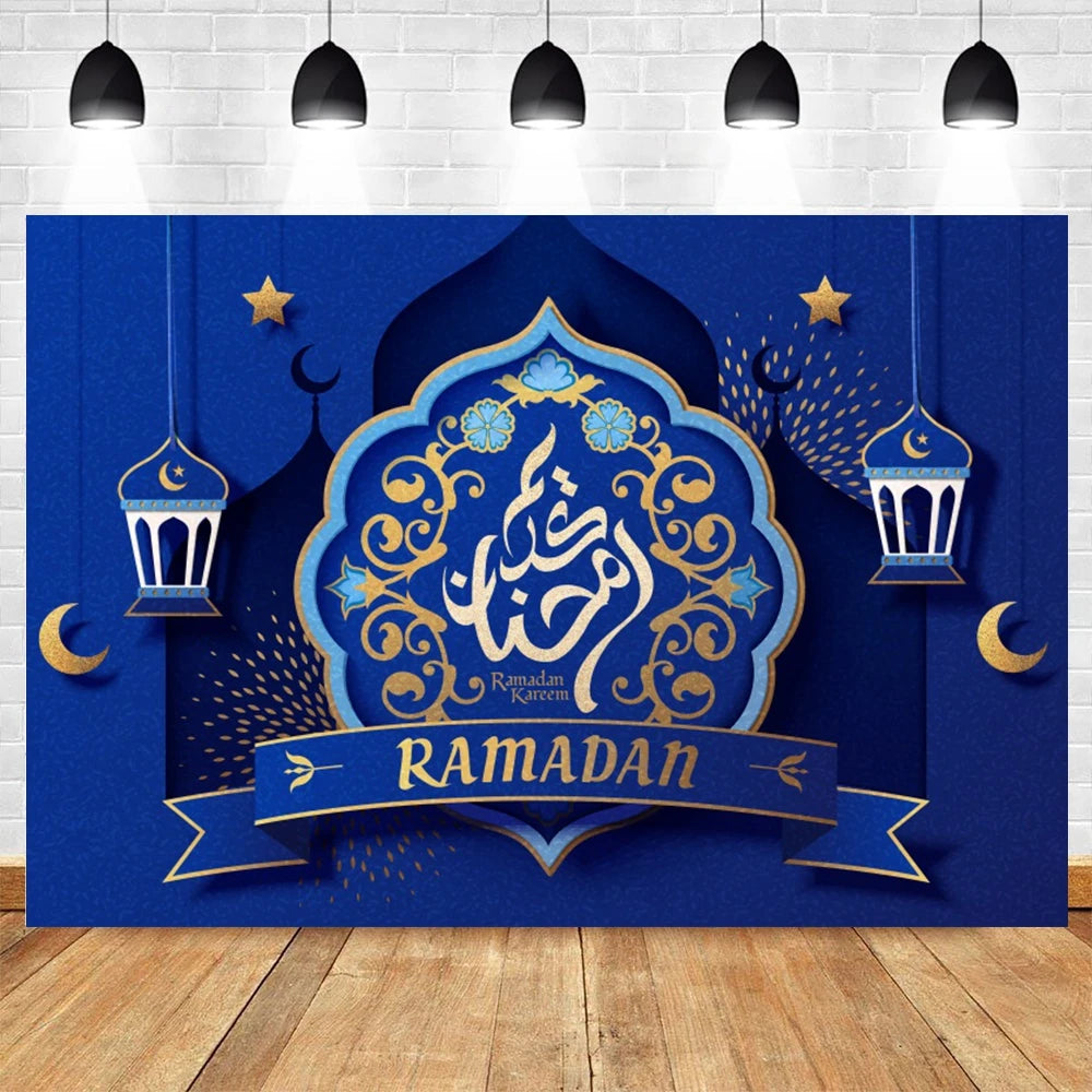 Eid Mubarak Backdrop for Photography EID Al Adha Muslim Ramadan Kareem Moon Lantern Islamic Eid al-Fitr Photo Background Props