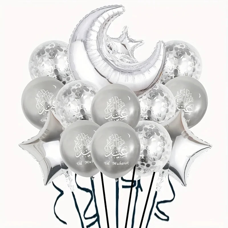 1set Ramadan Decorations 2026 Moon Star Balloon Muslim Festival Home Diy Decor Eid Mubarak Ramadan Kareem Hajj Party Supplies