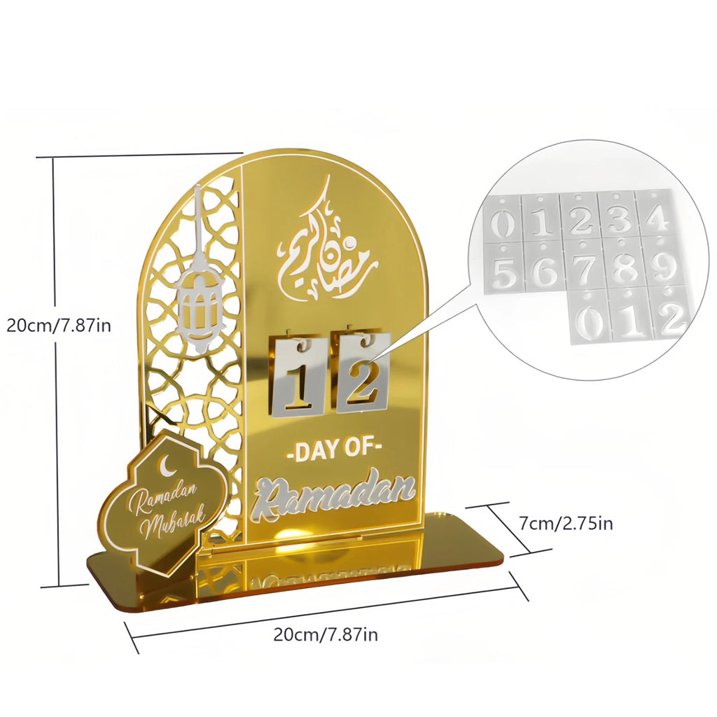 1set Acrylic Ramadan Countdown Calendar Gifts Day of Ramadan Calendar with Replacing Number 2026 Eid Mubarak Home Decoration