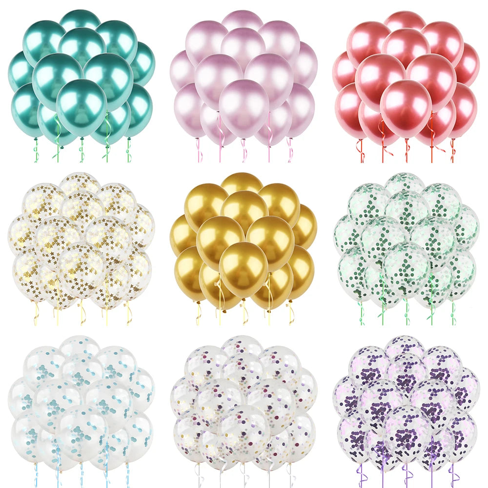 20pcs 12inch Confetti Metallic Metal Balloons Gold Blue Pink Latex Ballon Wedding Birthday Party Decoration Baby Shower Globos