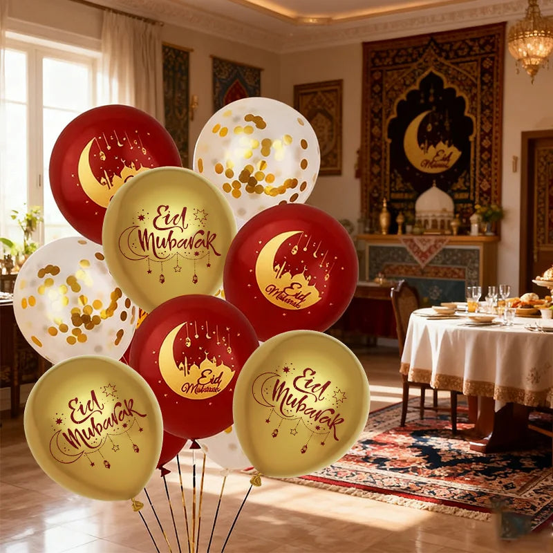 15-30Pcs Eid Mubarak Moon Star Latex Balloons Kit 2026 Muslim Islamic Festival Party Decoration Supplies Ramadan Kareem Gifts