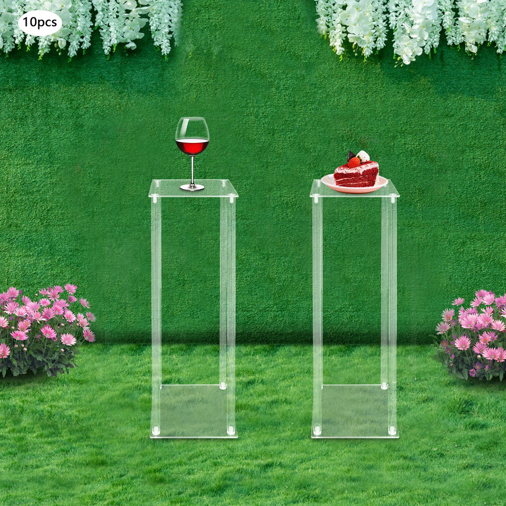 10Pcs Clear Acrylic Flower Stands Rectangular Flower Display Stand Acrylic Wedding Flower Stand 20x20x60cm