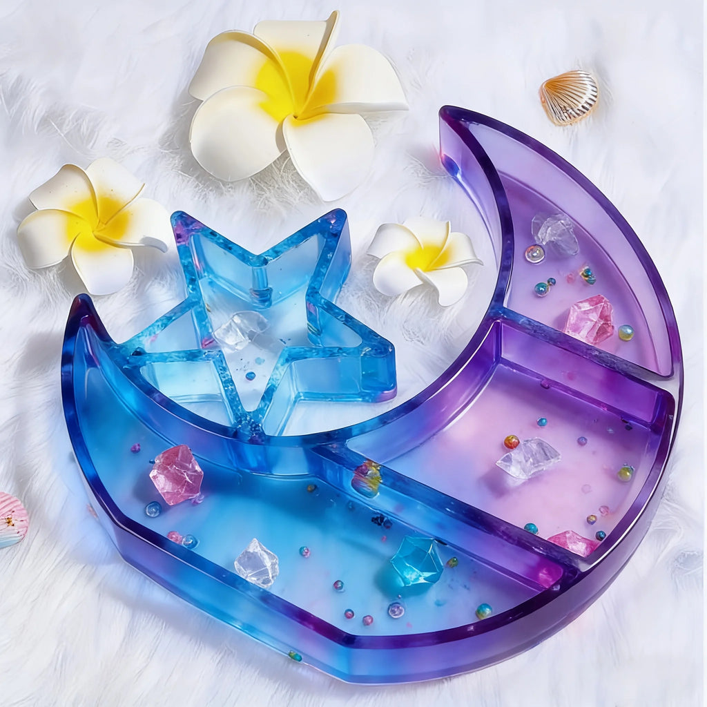 1pc- Moon Star Stand resin mold, New Moon display stand tray silicone mold, DIY jewelry stand storage rack home decoration