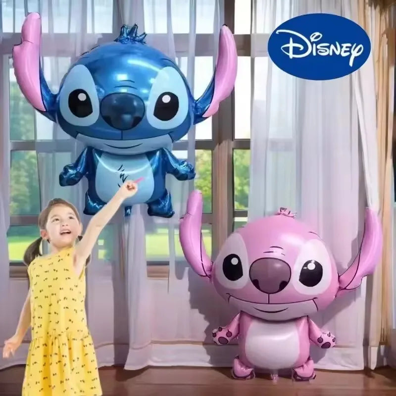 Stitch Angel Balloon Blue Pink Explosion Star Birthday Balloon Set Colorful Cartoon Character Aluminum Film Party Balloon