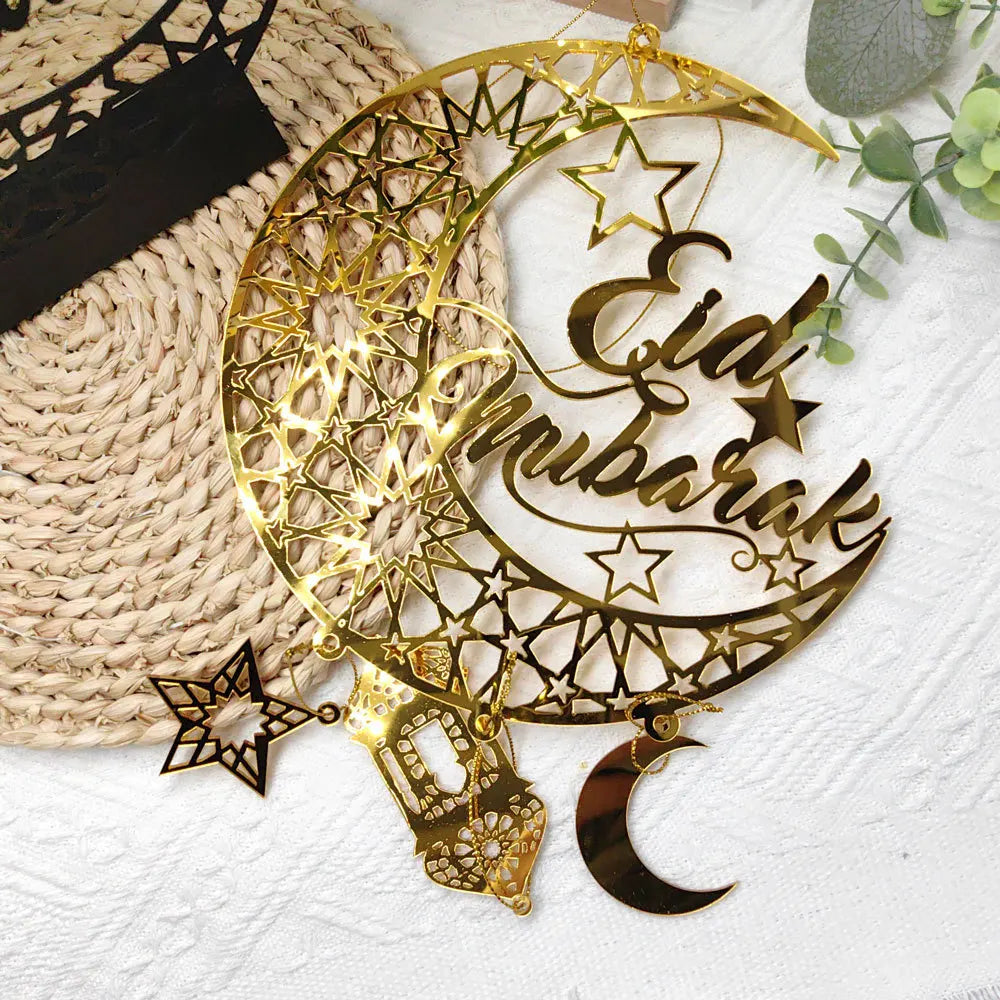 1PC Acrylic Ramadan Kareem Moon Star Wall Pendant Eid Mubarak Ornaments for Home Eid Al Fitr Muslim Islamic Holiday Party Decor