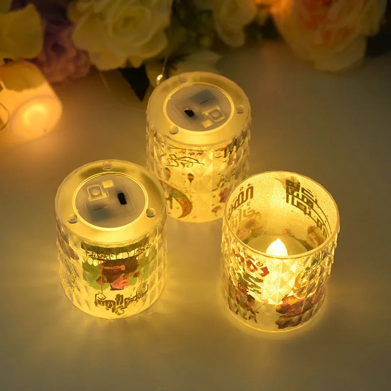 Eid Mubarak Led Candle Lantern Ramadan Kareem Decoration for Home 2025 Islamic Muslim Festival Party Favors Eid Al-Fitr Gift