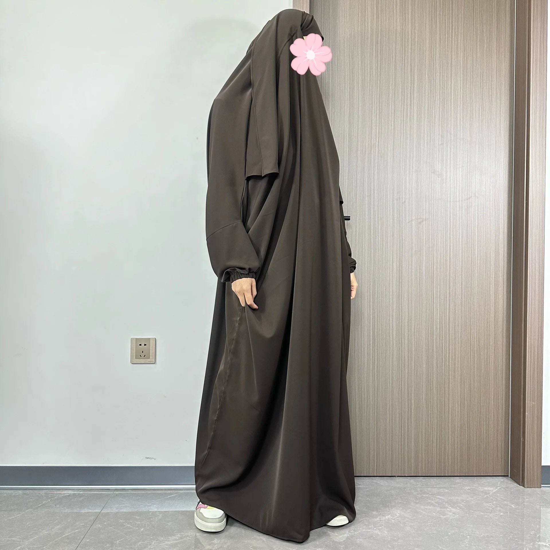 Ramadan One Piece Prayer Abaya Hooded Dress Kaftan Muslim Women Robe Hijab Dress Robe Solid Color Islam Dubai Turkey Clothes