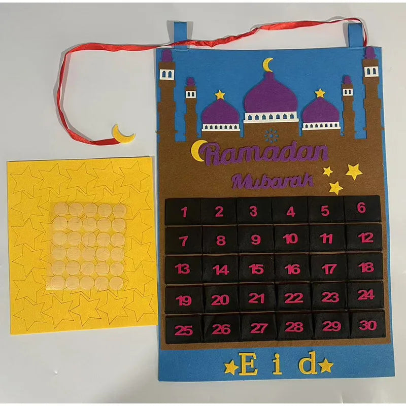 2026 Eid Mubarak Countdown Calendar Ramadan Muslim Party Hanging Calendar Decoration Craft Eid Al-adha Desktop Ornaments Gifts
