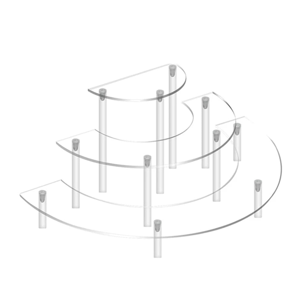 1 Set Acrylic Display Risers 3 Tier Half Moon Shape Food Clear Acrylic Display For Stand Wedding Food Desserts Cosmetics Party