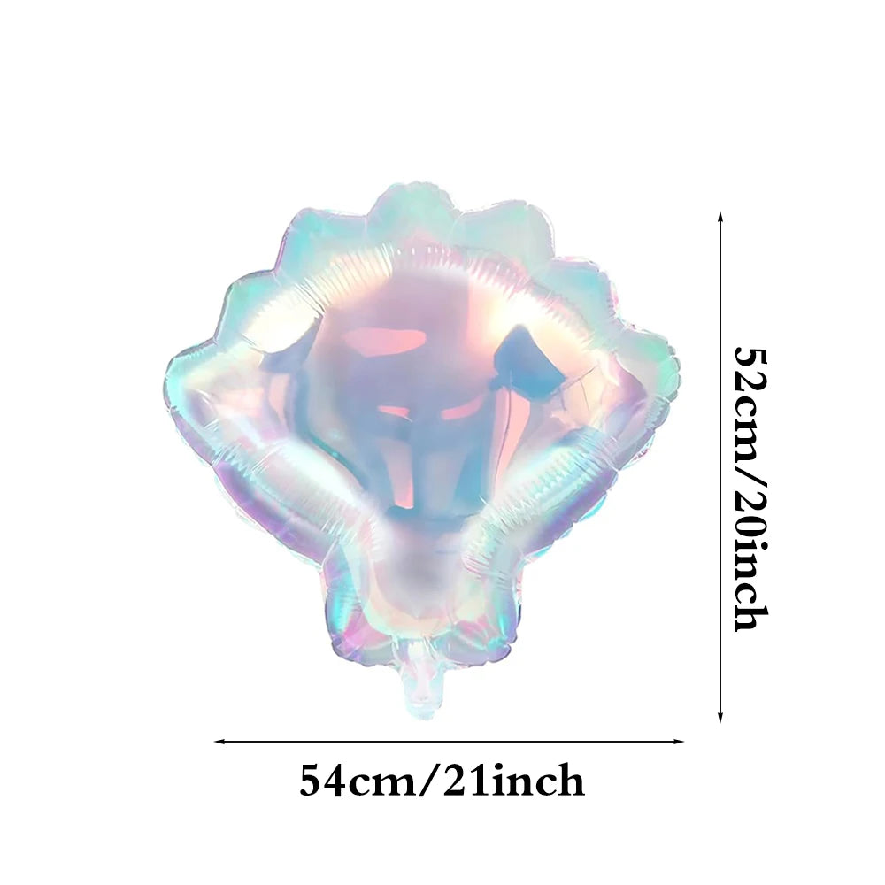 Sea Shell Balloon Transparent Rainbow Gradient Color Shell Foil Balloon Ocean Mermaid Theme Kids Birthday Wedding Party Decor