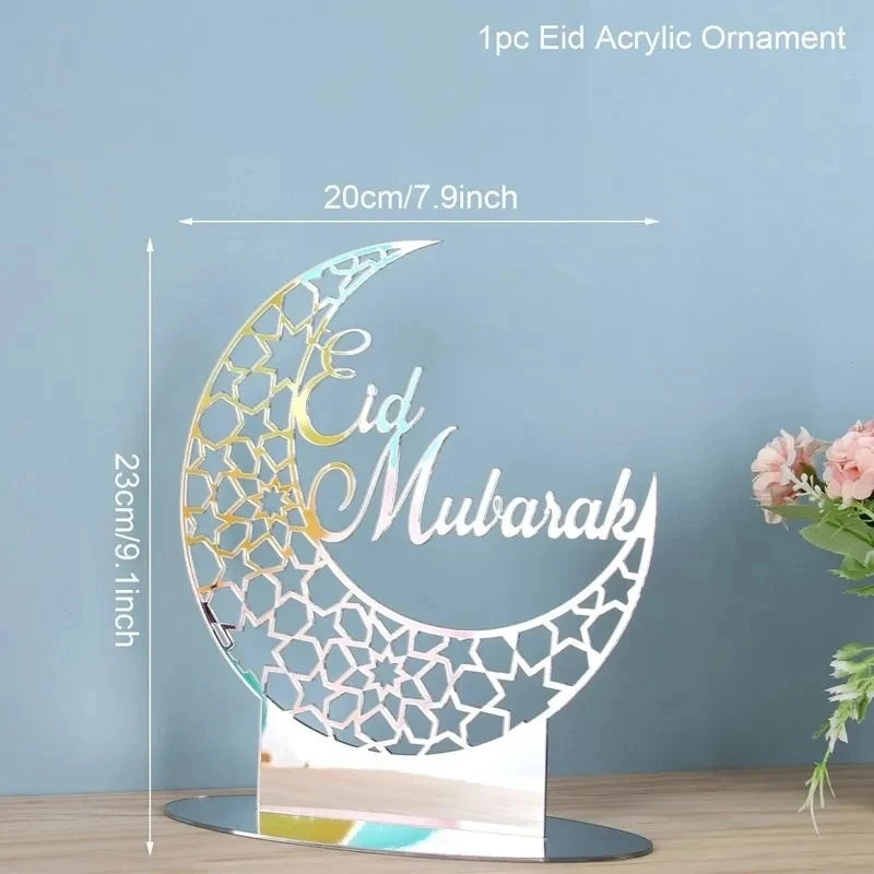 Ramadan Tray Table Centerpieces Plate Acrylic Ramadans Eid Mubarak Decorations for Home 2025 Islam Muslim Festival Party Gifts