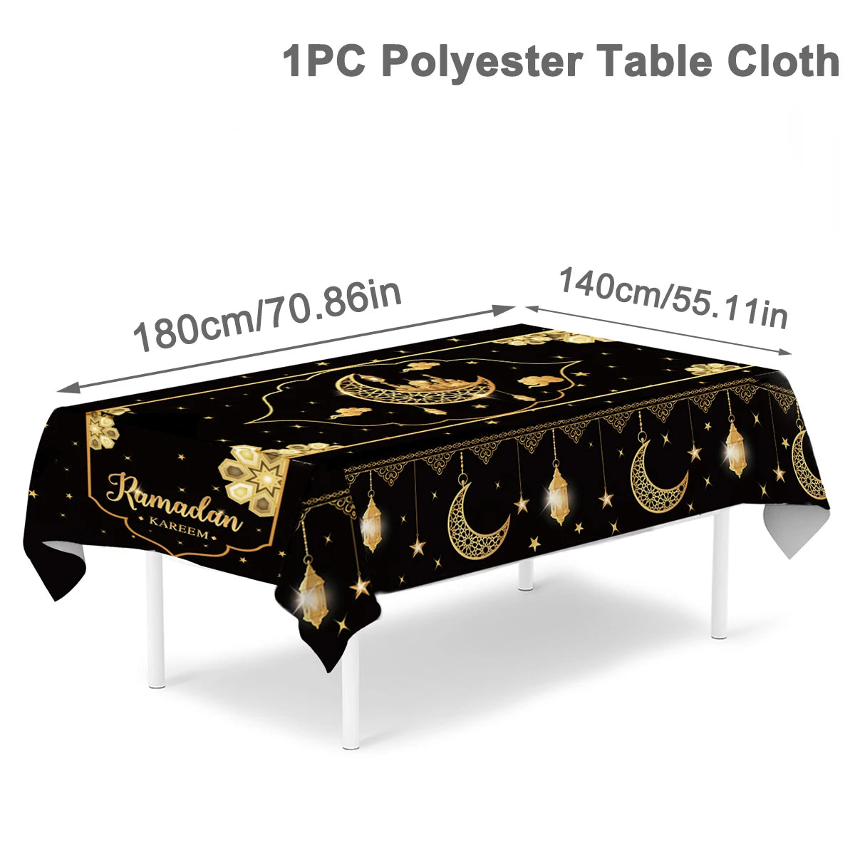 Eid Mubarak Tablecloths Ramadan Decoration for Home 2025 Islamic Muslim Party Decor Ramadan Tableware Supplies Eid Al Adha Gift