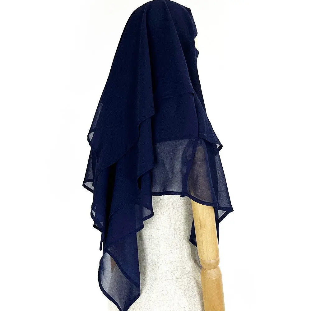 Chiffon Full Cover Scarf Niqab Women Muslim Summer Amira Hijab Islamic Khimar Arab Eid Ramadan Turban Islamic Solid Color