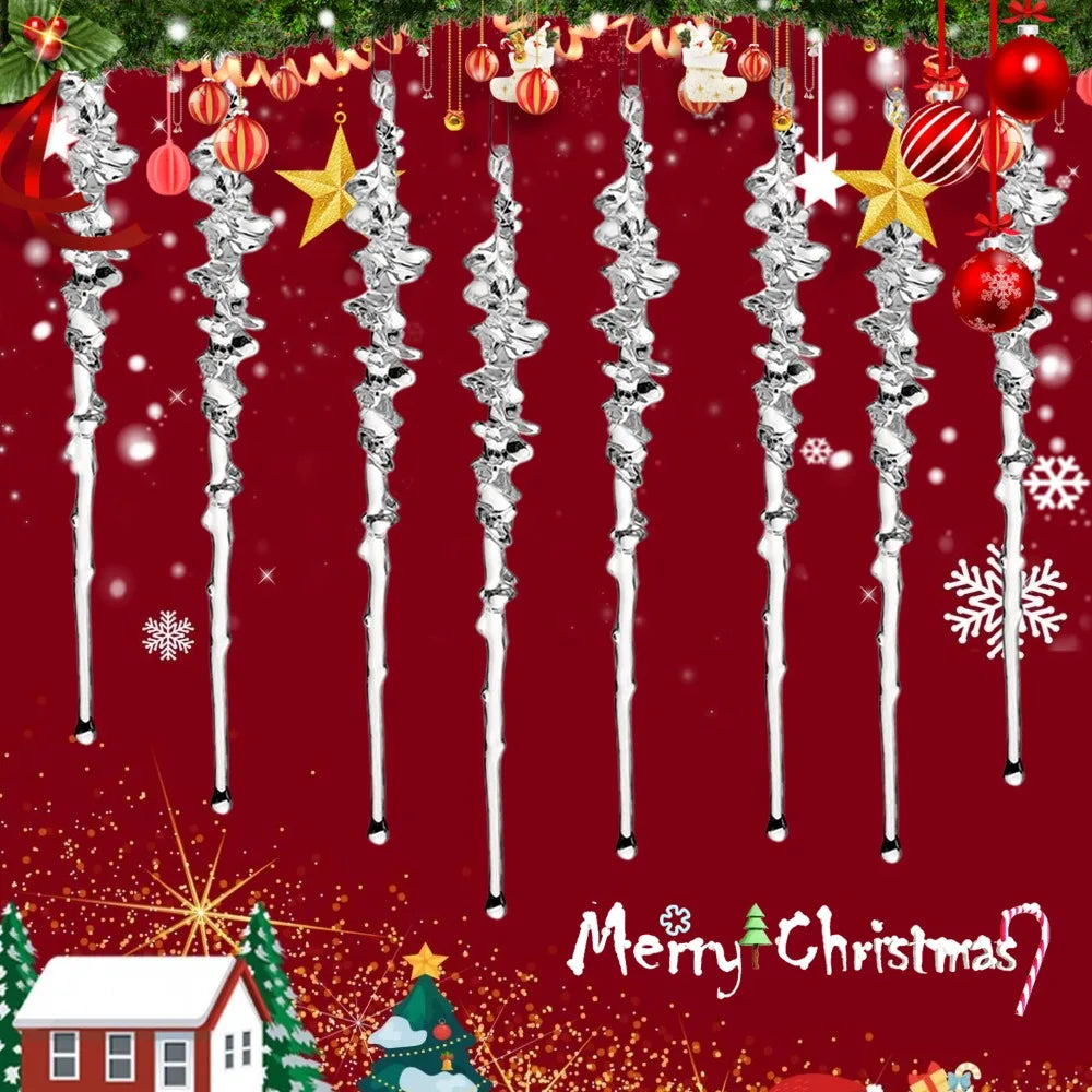 5-20pcs Transparent Acrylic Icicle Ornaments Realistic Frosted Ice Shape Xmas Tree Winter Party Hanging Decor DIY Craft Pendant