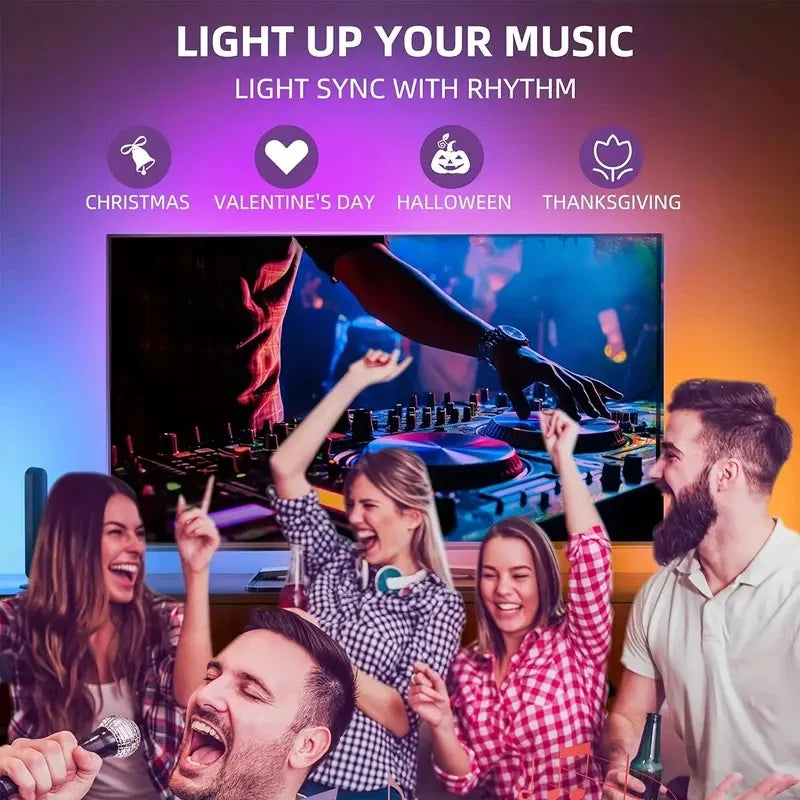 RGBIC LED TV Backlight Strip with AR Sensor Sync to Screen Ambient Lighting APP Control for 35-80 Inch TVs Monitors Gaming Room