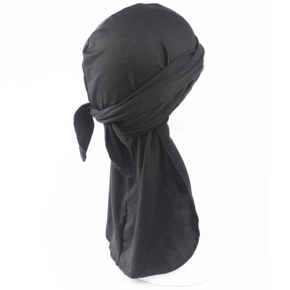 1PCS Silky Long Tail Durag Pirate Hat Turban Fashion Headwraps Cap Bandana Women Men Hip Hop Headwear Caps Hair Accessories