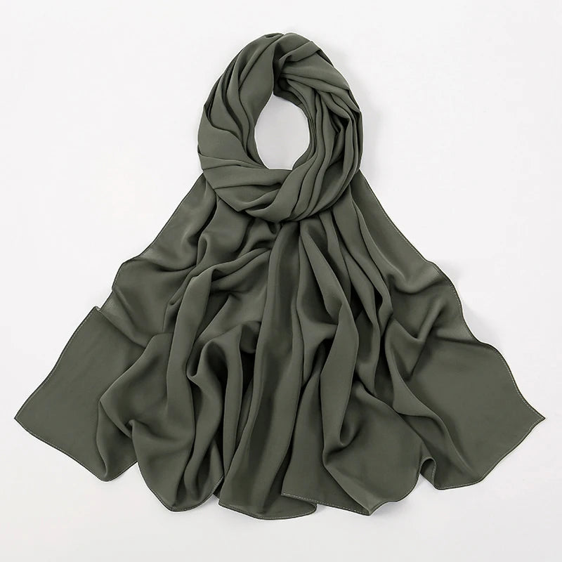 New Medina Silk Chiffon Hijab Premium Chiffon Muslim Hijabs Scarf For Women Heavy Poka Chiffon Shawl Headscarf Wrap Islam Turban