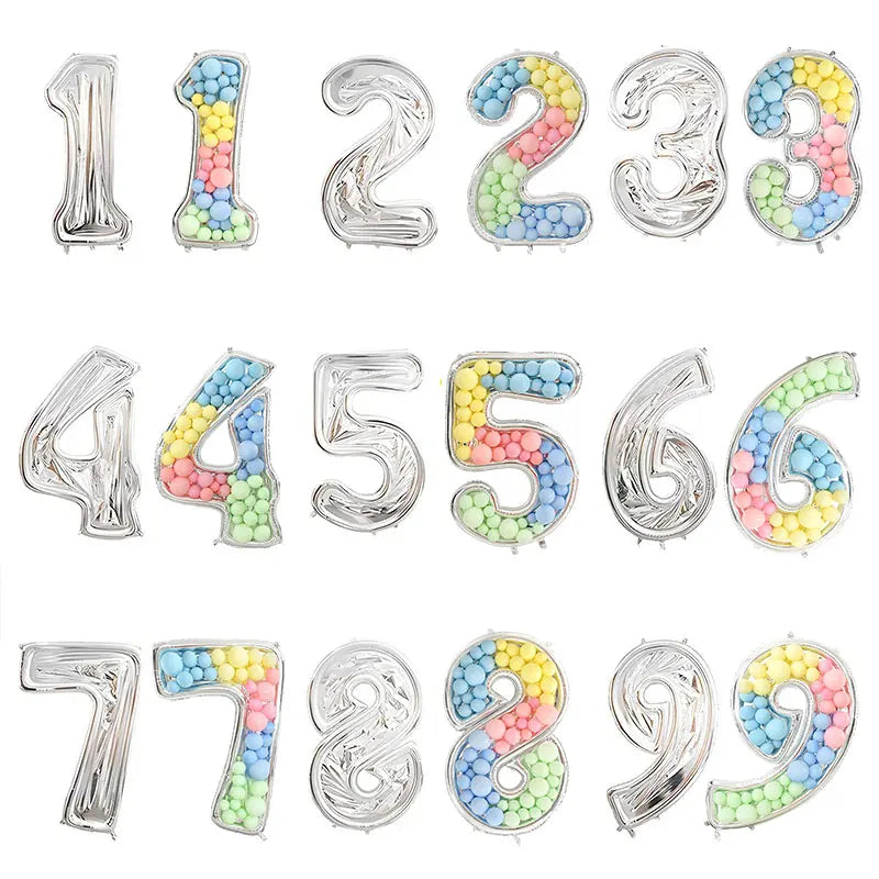 65inch Large Foil Number Balloon DIY Filling Frame 1st 18th Birthday Decoration Balloons Filling Box Wedding Anniversary Decor