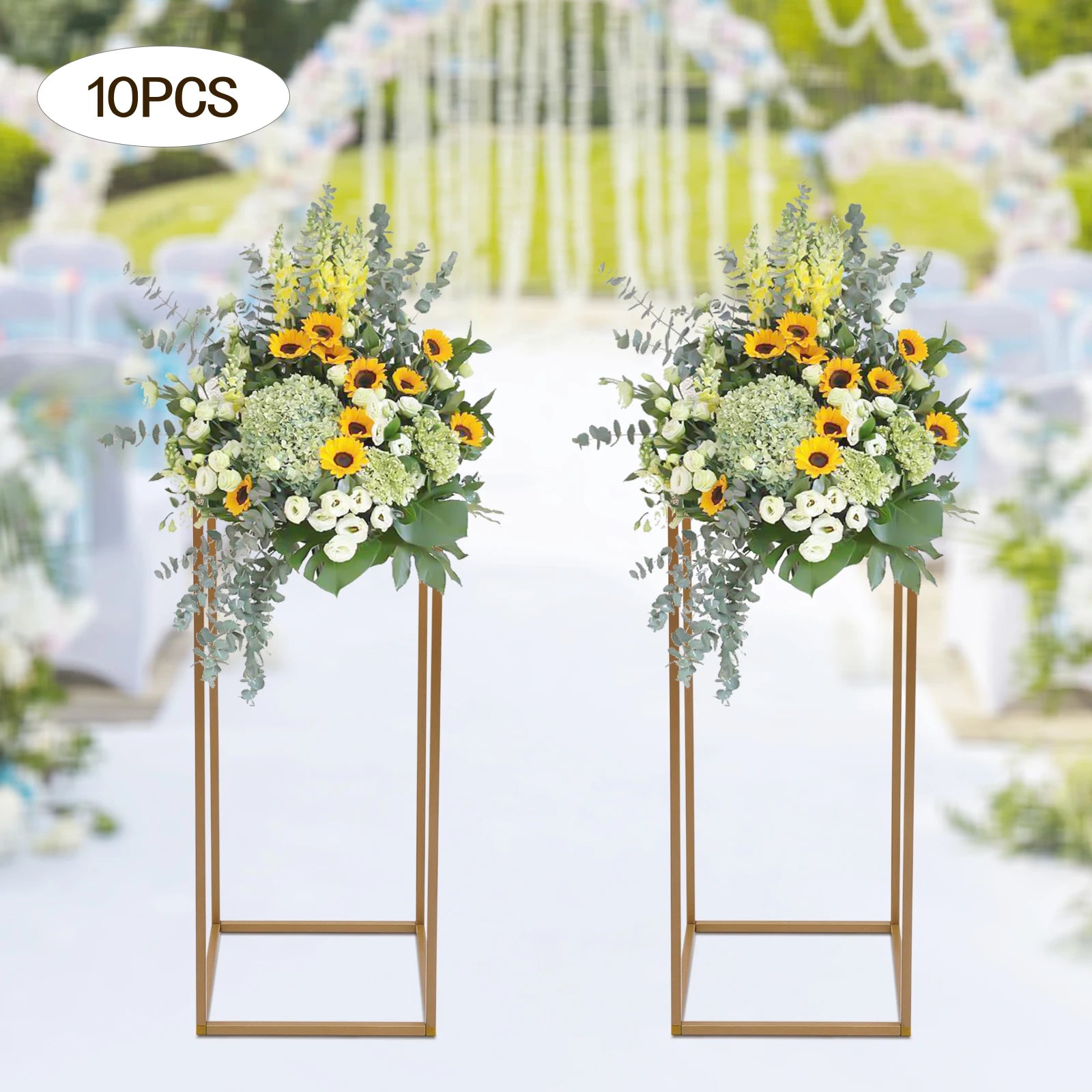 10PCs 23.62inch Tall Metal Flower Stand Geometric Flower Vase Stand for Wedding Table Centerpieces,Party, Events, Home Deco