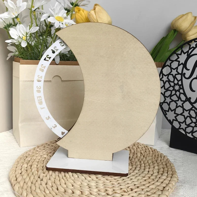 Rotatable Ramadan Countdown Advent Calendar with Base Eid Mubarak Table Ornament Islamic Muslim Party Decoration Kids Gift