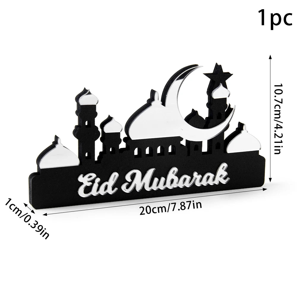 Ramadan Table Ornament Wooden Acrylic Moon Star Castle Eid Mubarak DIY Home Kareem Ramadan Decoration Islamic Muslim Party Gift