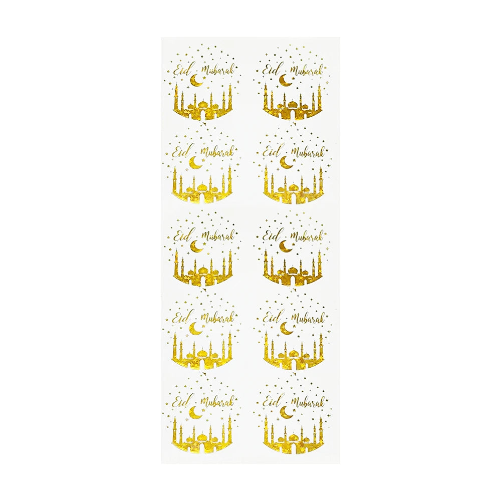 5 sheets Eid Mubarak Transparent Hot Stamping Sticker for Ramadan Theme Party  Gift Packaging Decorative Stickers