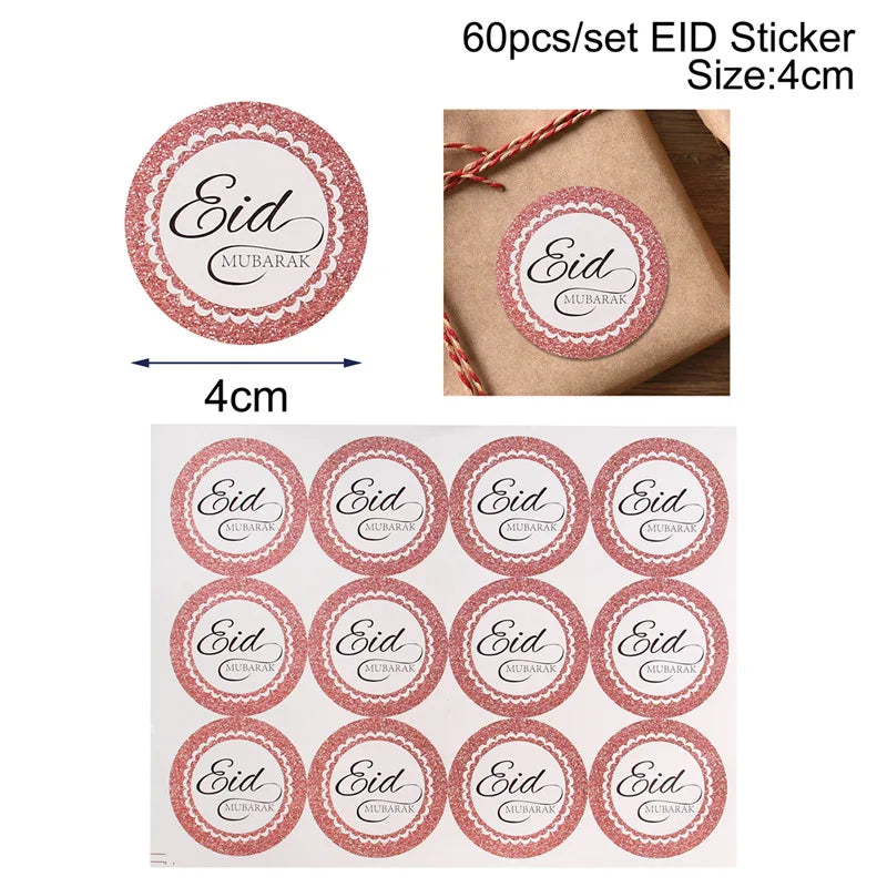 EID Mubarak Stickers Ramadan Decoration 2025 For Favor Gifts Label Ramadan Kareem Islamic Muslim Party Eid Al Adha Gifts
