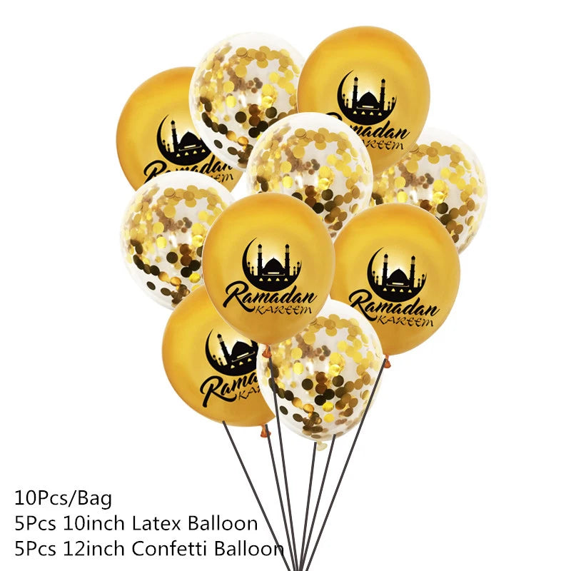 10Pcs Eid Umrah Mubarak Latex Balloon Ramadan Kareem Festival Muslim Islamic Ramadan Party Eid Al-Firt Home Decoration Supplies