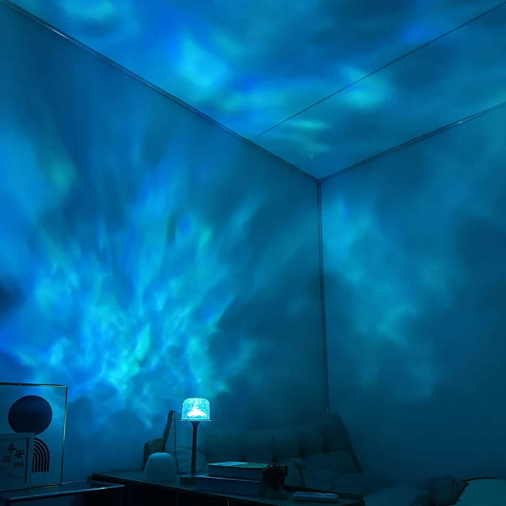 16 Color Water Ripple Atmosphere Desk Lamp Mushroom Table Lamp LED High Footed Desk Lamp with Remote Projection Atmosphere Light