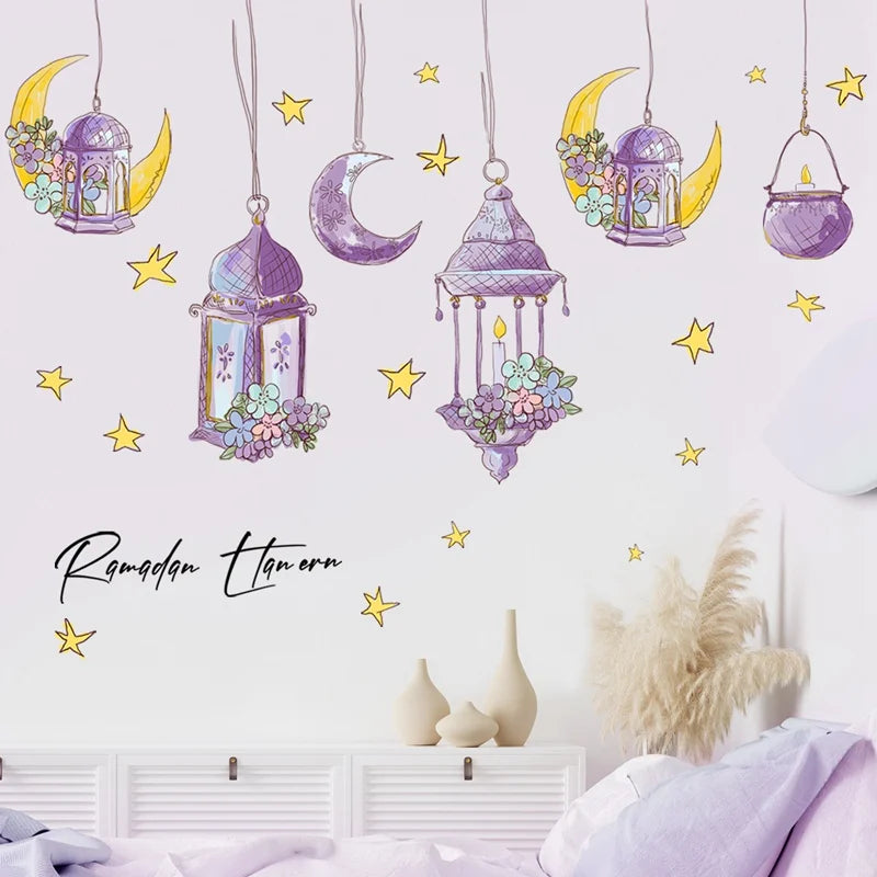 Eid Mubarak Wall Stickers Kareem Ramadan Decoration 2025 For Home Islamic Muslim Party Decor Mubarak Ramadan Window Sticker Gift