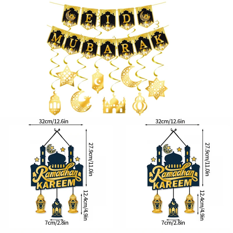 Eid Party Decorations Hanging Pendants Paper Ramadan Hanging Decorations for Wall Door Background Party Drop Hanging Ornaments
