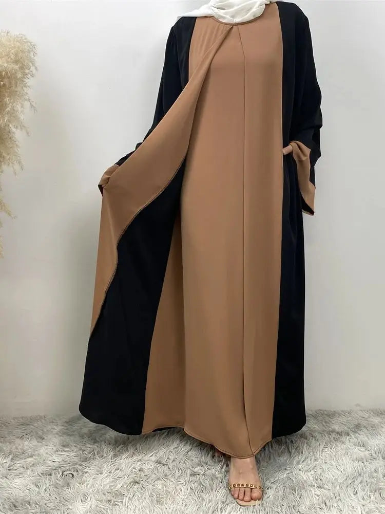 Ramadan Eid Luxury Splicing Two-Piece Style Abaya for Women – Dubai Kaftan Modest Islamic Dress Marocain Femme