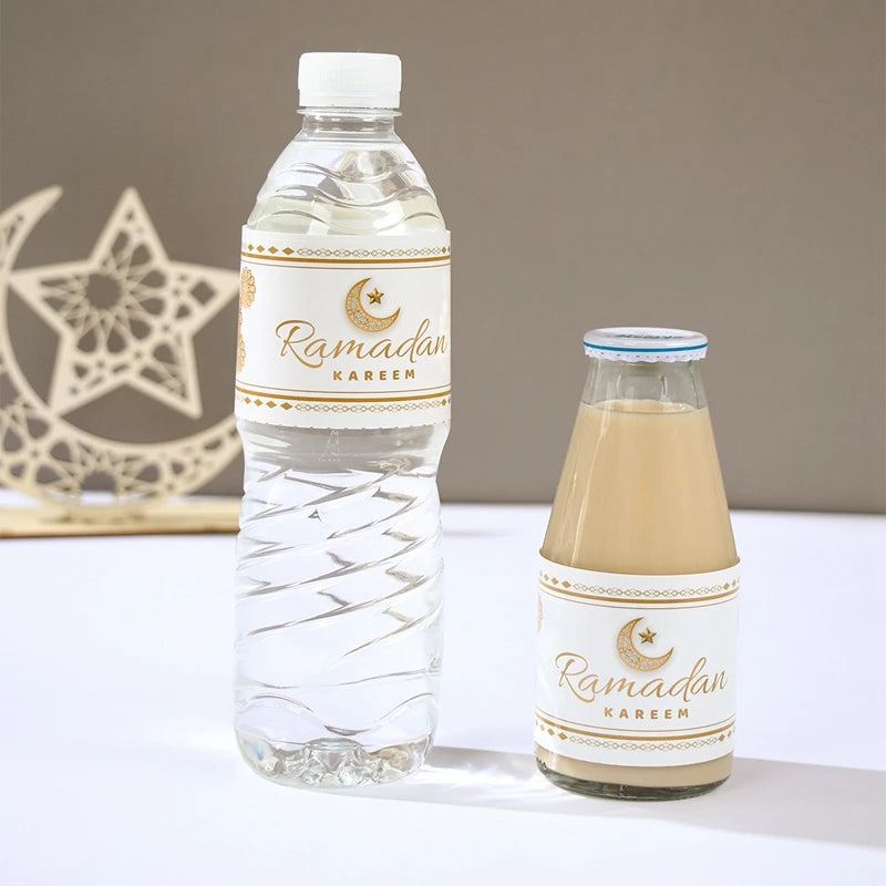 10Pcs Eid Mubarak Bottle Labels Wrapper Adhesive Stickers Ramadan Kareem Decor for Home Water Bottle Cover Party Decor
