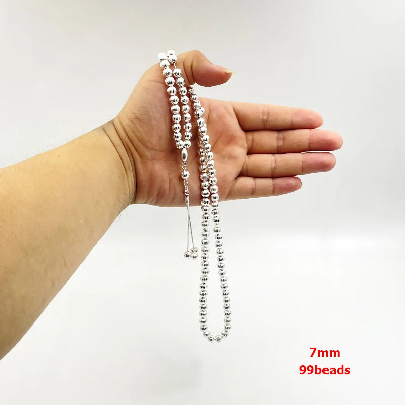 99 beads 100% Real 925 sterling silver Tasbih 925 pure silver Rosary Muslim bracelet islamic Ramadan luxurious Eid gift
