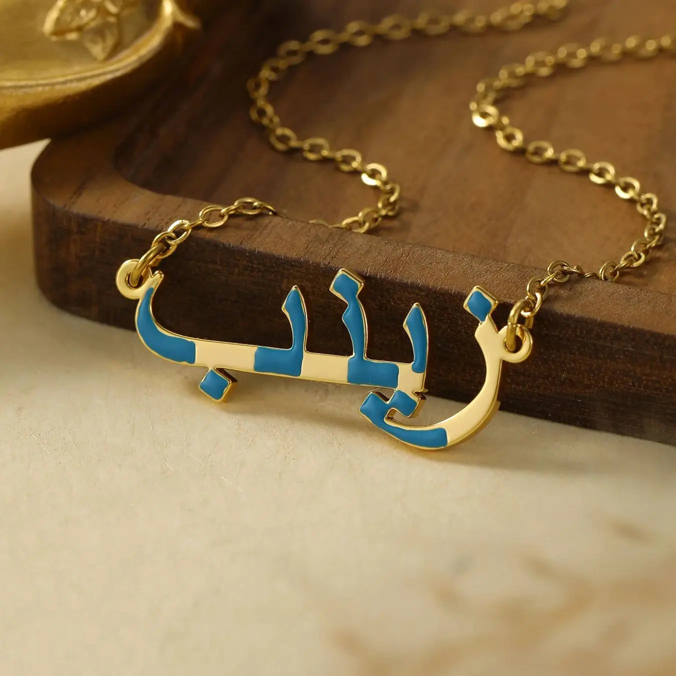 Handmade Enamel Pendant Personalized Arabic Enamel Name Necklace Custom Luxury Jewelry Muslim Necklace Eid Gift for Daughter