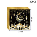 Ramadan Tableware Decorations Moon Star Party Supplies Hanging Cloth Eid Mubarak Banner Eid Plates Cups Tableware Decorations