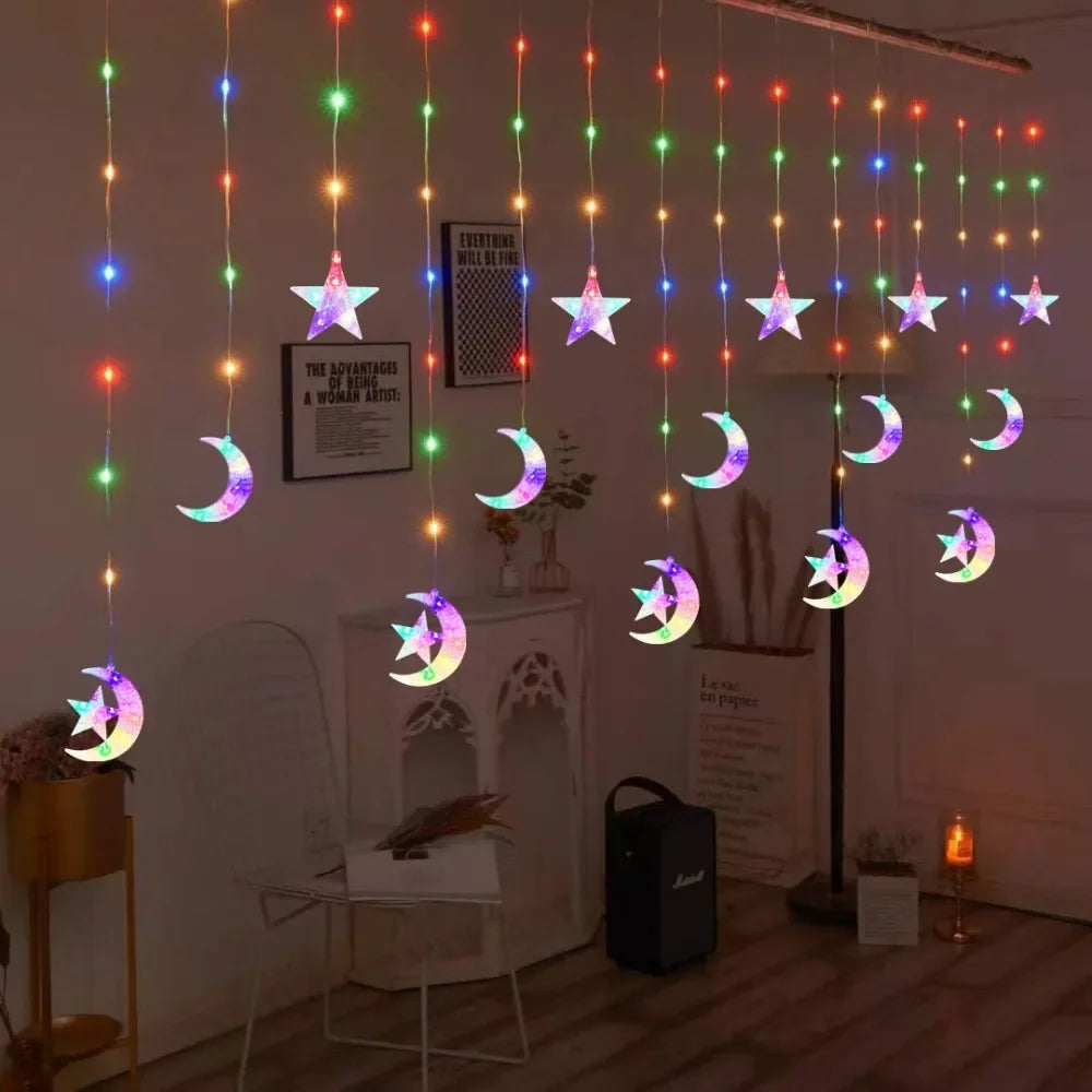 LED Moon, Star & Heart String Lights – Holiday Party & Room Decoration