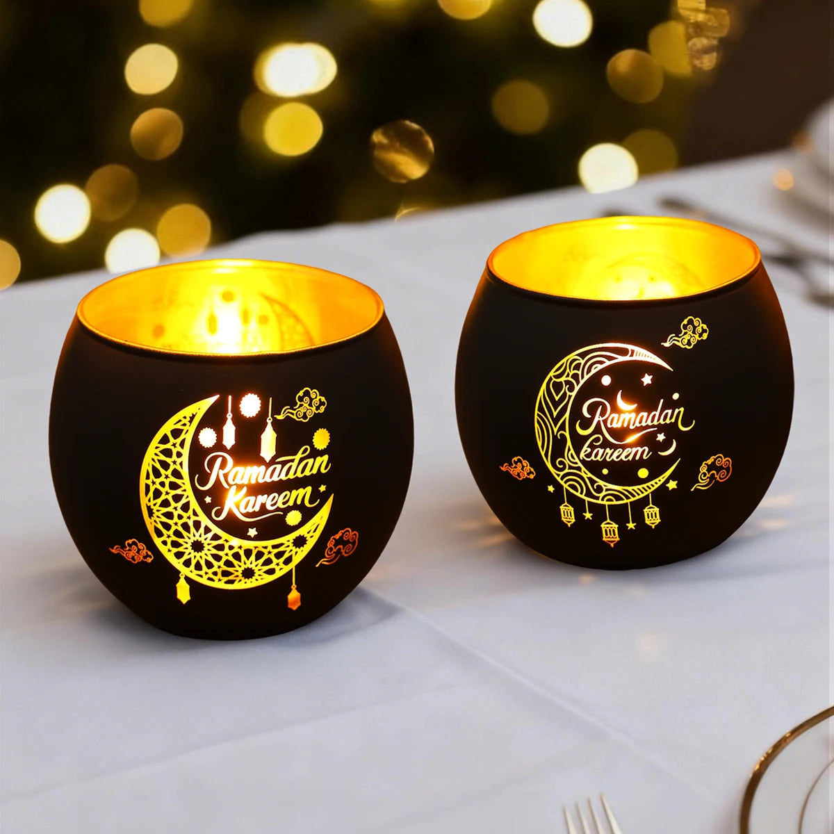 Ramadan Kareem Candle Holders Ramadan Decorations for Home 2026 Eid Al-Fitr Gifts Islamic Muslim Eid Al Adha Party Supplies