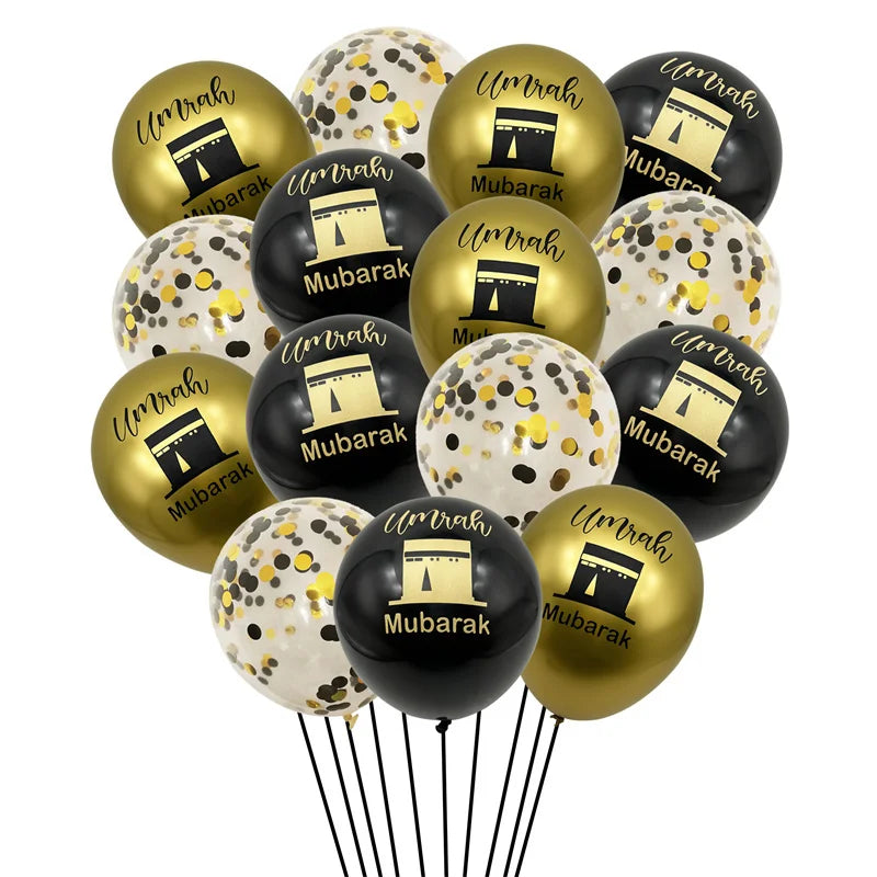 Black Gold Umrah Mubarak Latex Balloons Ramadan Kareem Decoration EID Mubarak Muslim Islamic Festival Party Home Ramadan Supplie