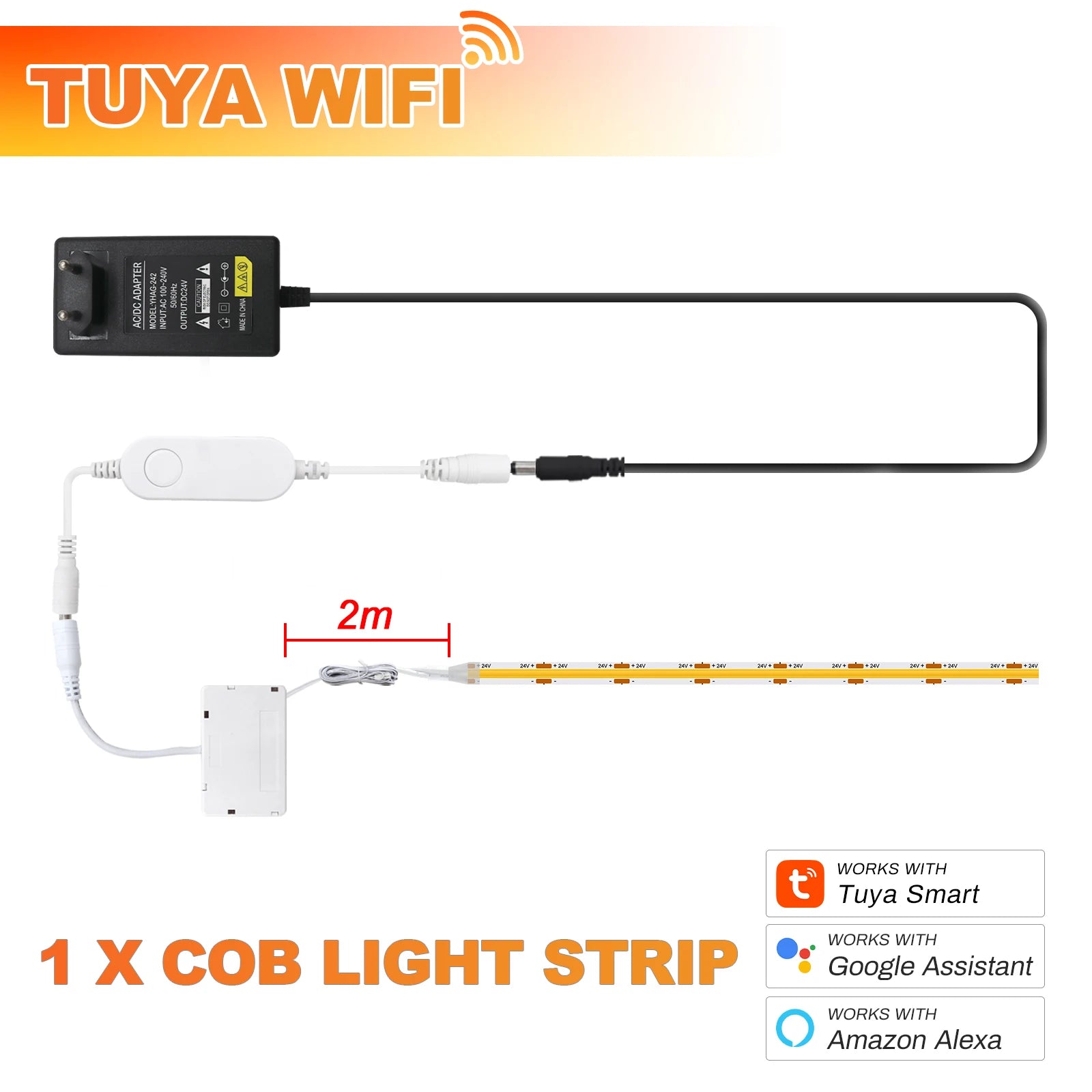 WiFi Zigbee Under Cabinet COB Led Strip Dimmable Bookcase Wardrobe Closet Ribbon Light Kit Collection Display Backlight LED Tape