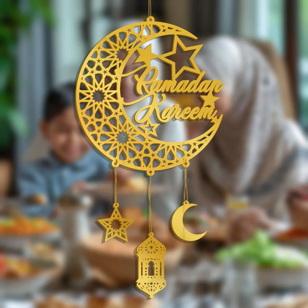 1PC Acrylic Ramadan Kareem Moon Star Wall Pendant Eid Mubarak Ornaments for Home Eid Al Fitr Muslim Islamic Holiday Party Decor
