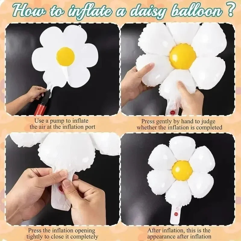 10/1PCS White Daisy Flower Balloon Multi Size Sunflower Foil Balloons Helium Ball Children Birthday Party Baby Shower Decoration