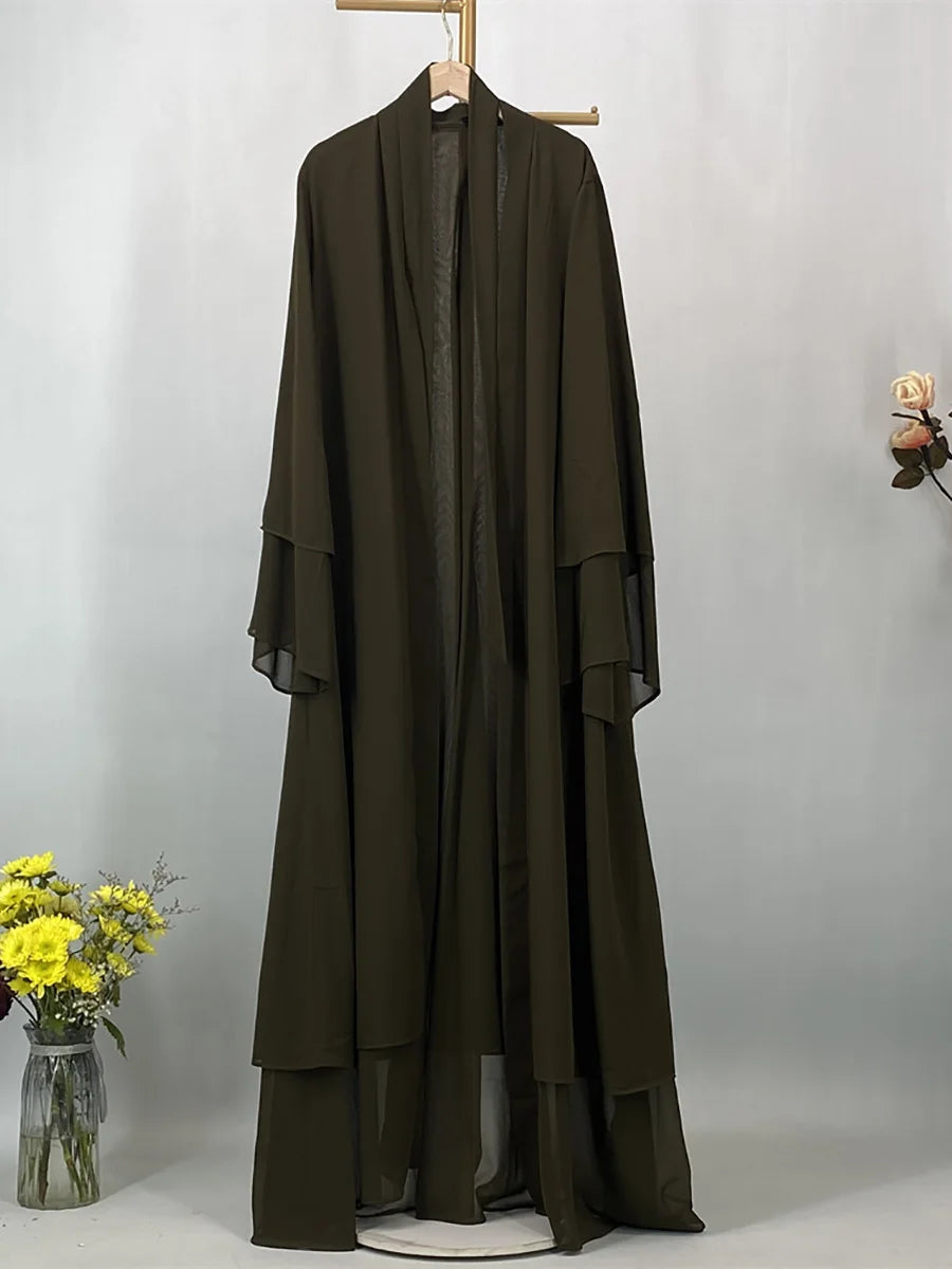 2025 Ramadan Kebaya Chiffon Open Abaya – Modest Women Muslim Kaftan Dress