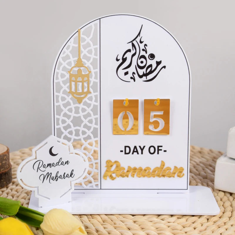 Acrylic Ramadan Countdown Calendar Gifts Day of Ramadan Calendar with Replacing Number 2026 Eid Mubarak Home Decoration Ornament