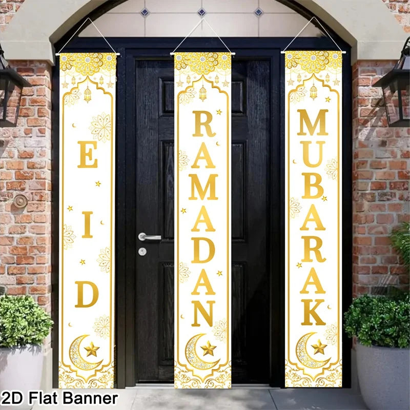 Eid Mubarak Door Banner Ramadan Decoration 2026 for Home Mubarak Ramadan Kareem Islamic Muslim Party Decor Eid Al Adha Gifts